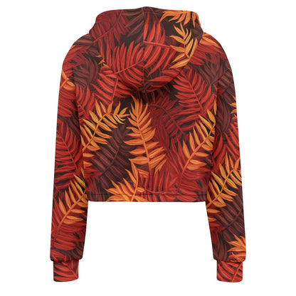 Women's midriff-baring sweatshirt Orange and Red Tropical
