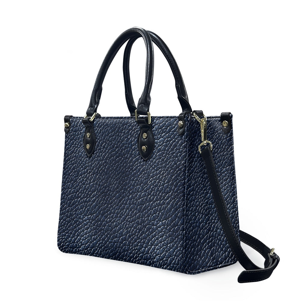 Navy Women's PU leather twill handbag