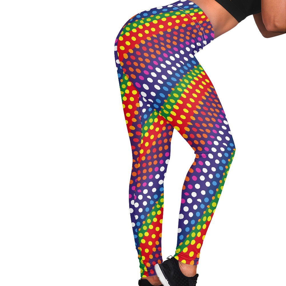 LGBTQ-Friendly Rainbow Polka Dot Long Yoga Pants by Luxtrini