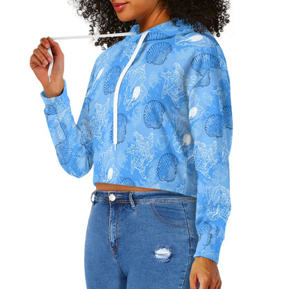 Women's midriff-baring sweatshirt - Blue Seashell