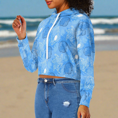 Women's midriff-baring sweatshirt - Blue Seashell