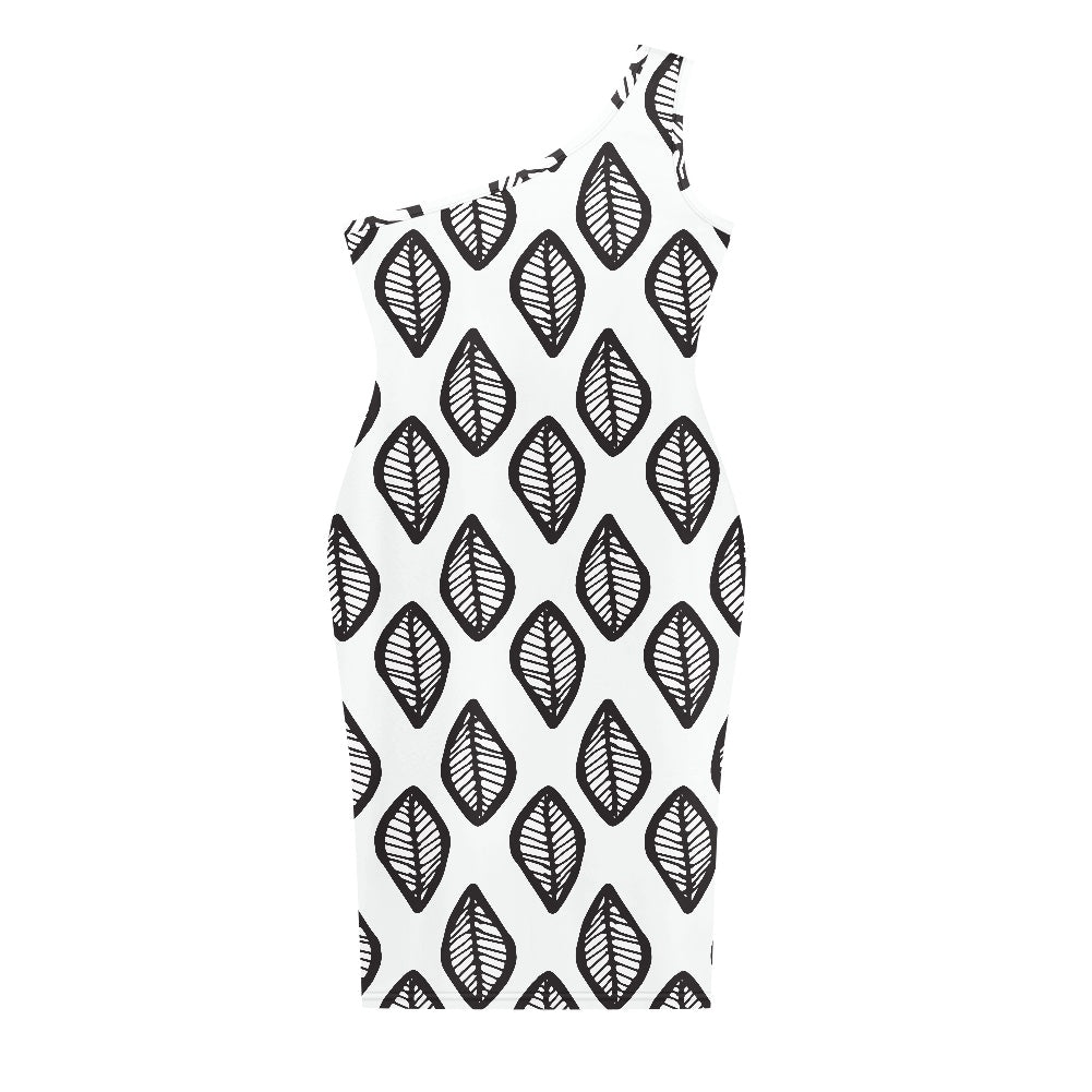 Discover Elegance: Luxtrini's One-Shoulder Slim Dress - B&W African