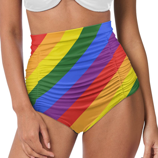 High waist swim shorts white