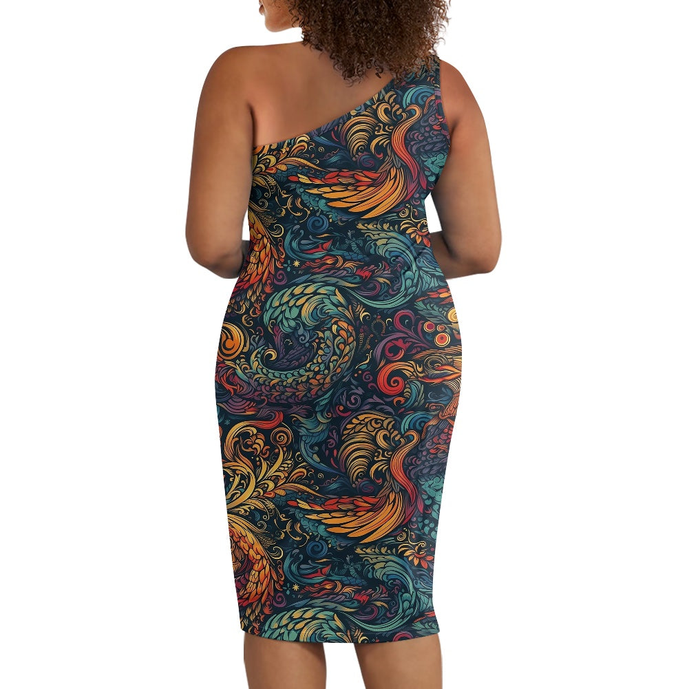 Discover Elegance: Luxtrini's One-Shoulder Slim Dress - Chinese