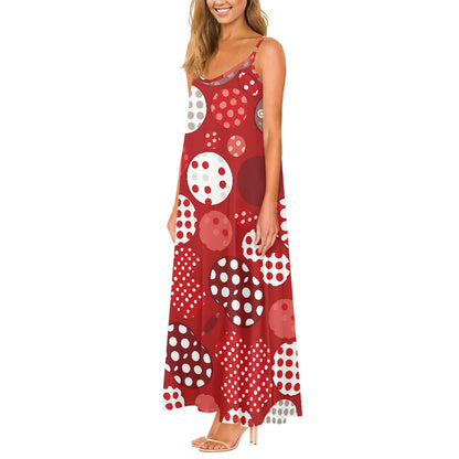 Polka Dot Strappy Maxi Dress – Soft & Flowy | Sizes XS-4XL