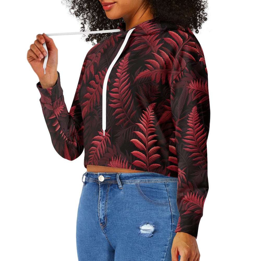 Women's midriff-baring sweatshirt - Tropical Red