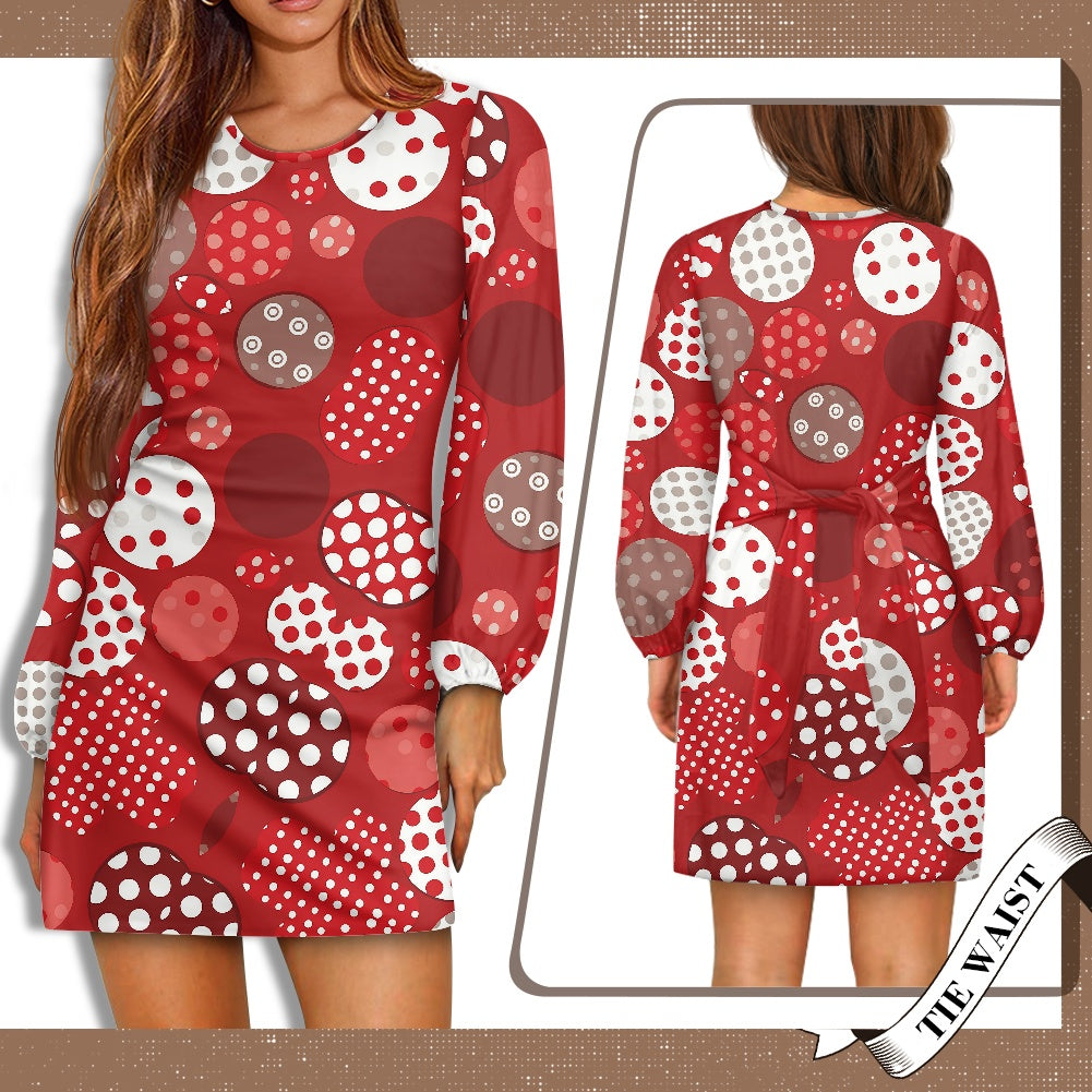 Waist Long Sleeve Tie Dress