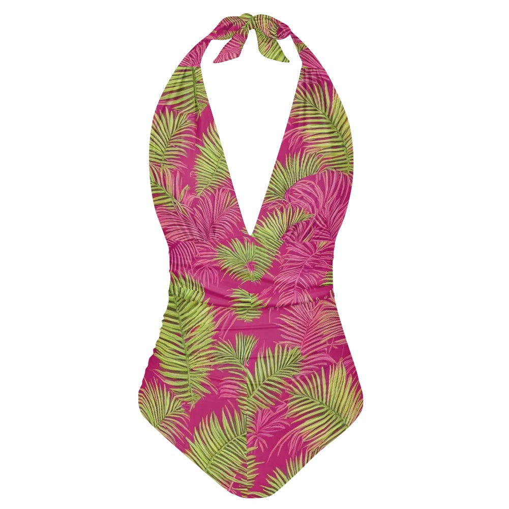 All-Over Print Women's High Cut One-piece Swimsuit white