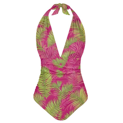 All-Over Print Women's High Cut One-piece Swimsuit white
