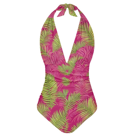 All-Over Print Women's High Cut One-piece Swimsuit white