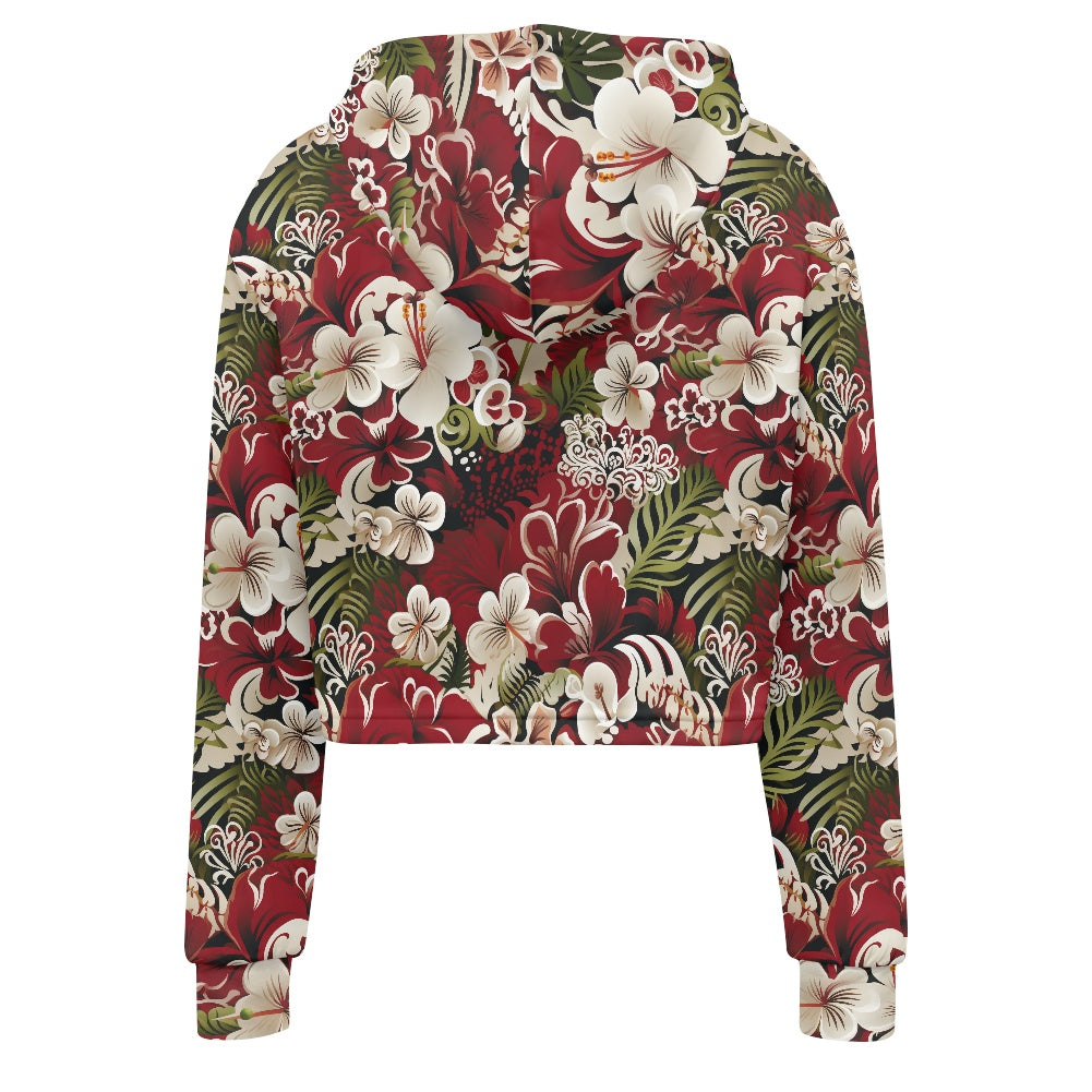 Women's midriff-baring sweatshirt - Hibiscus