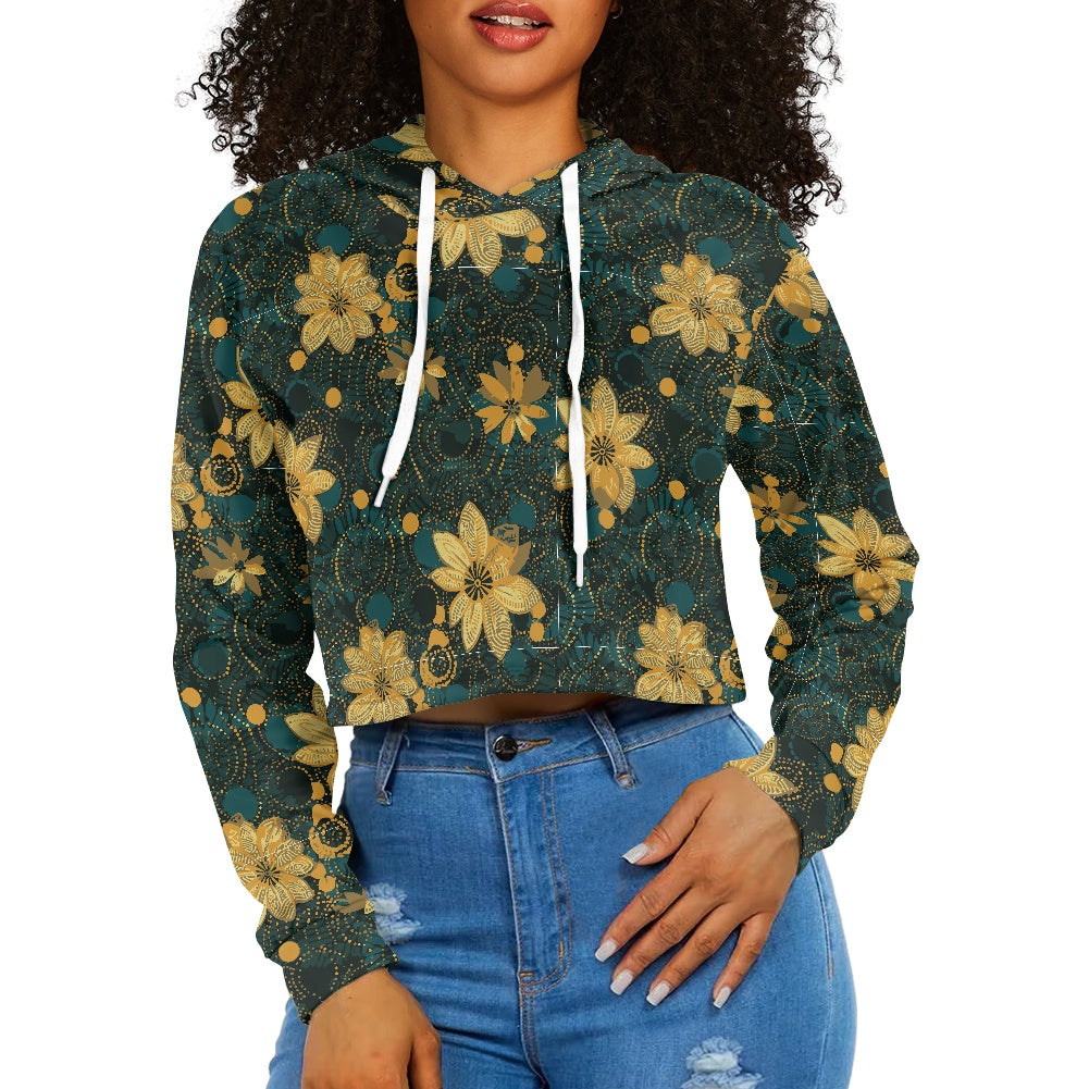 Women's midriff-baring sweatshirt - Gold & Green