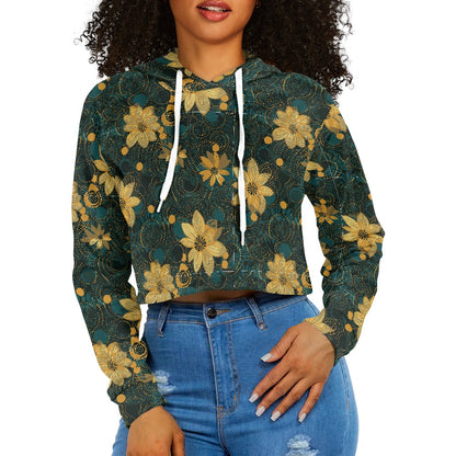 Women's midriff-baring sweatshirt - Gold & Green