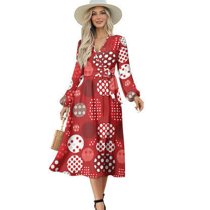 Waist Long Sleeve Tie Dress