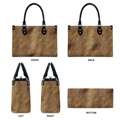 Golden Grain: Timeless Brown Leather for Women Women's PU Leather Twill Handbag