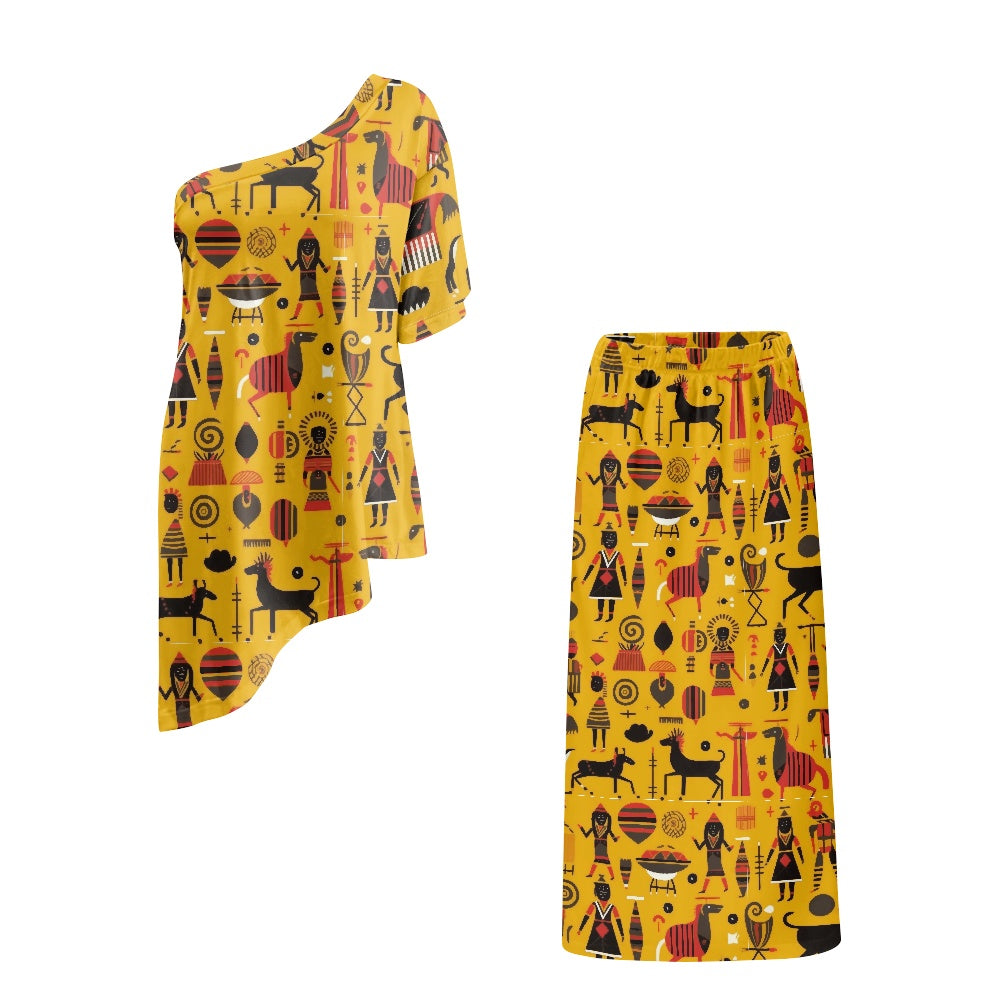 Elegant Off-Shoulder Two-Piece Dress for Women