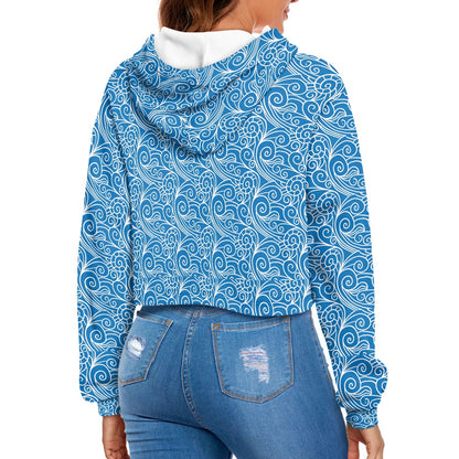 Women's midriff-baring sweatshirt - Chinese Blue Wind