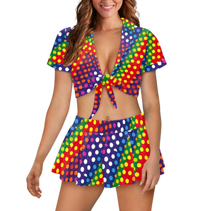 LGBTQ-Friendly Rainbow Polka Dot 
Cheerleaders Suit by Luxtrini