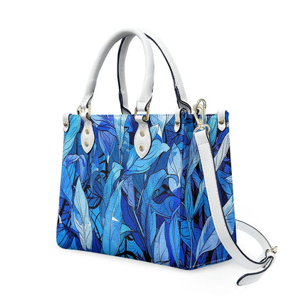 Blue Tropical Leaf Designer - Vibrant and Elegant Women's PU Leather Twill Handbag