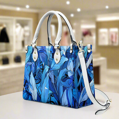 Blue Tropical Leaf Designer - Vibrant and Elegant Women's PU Leather Twill Handbag