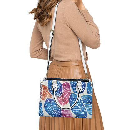 Tropical Breeze: Hand-Painted Leaf Print,  Women's PU leather twill handbag