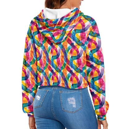 Women's midriff-baring sweatshirt - Rainbow