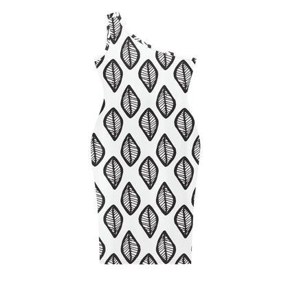 Discover Elegance: Luxtrini's One-Shoulder Slim Dress - B&W African white