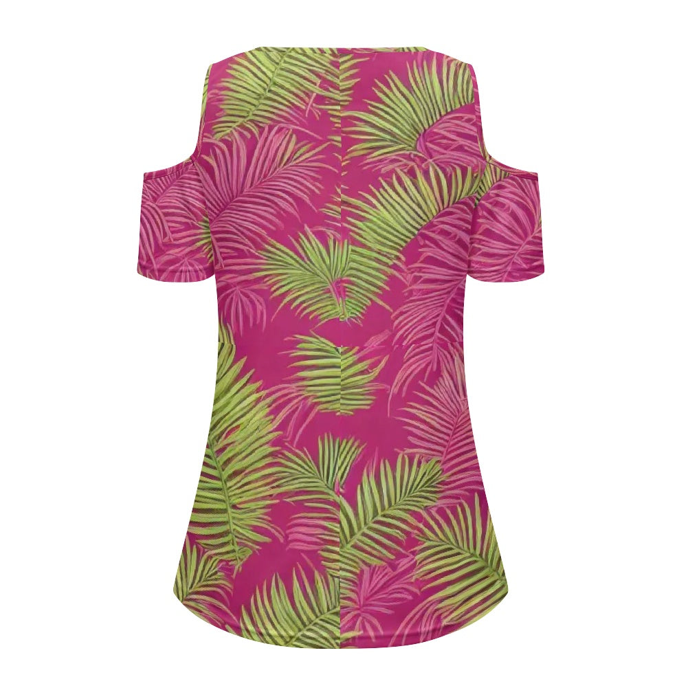 Off-the-shoulder short-sleeved T-shirt