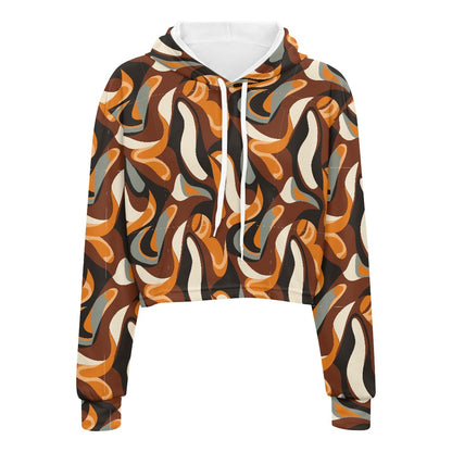 Women's midriff-baring sweatshirt - Ethnic white