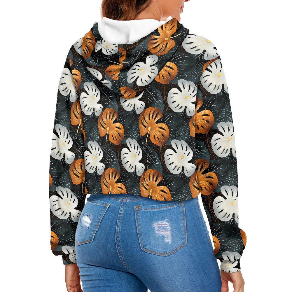 Women's midriff-baring sweatshirt - Tropical