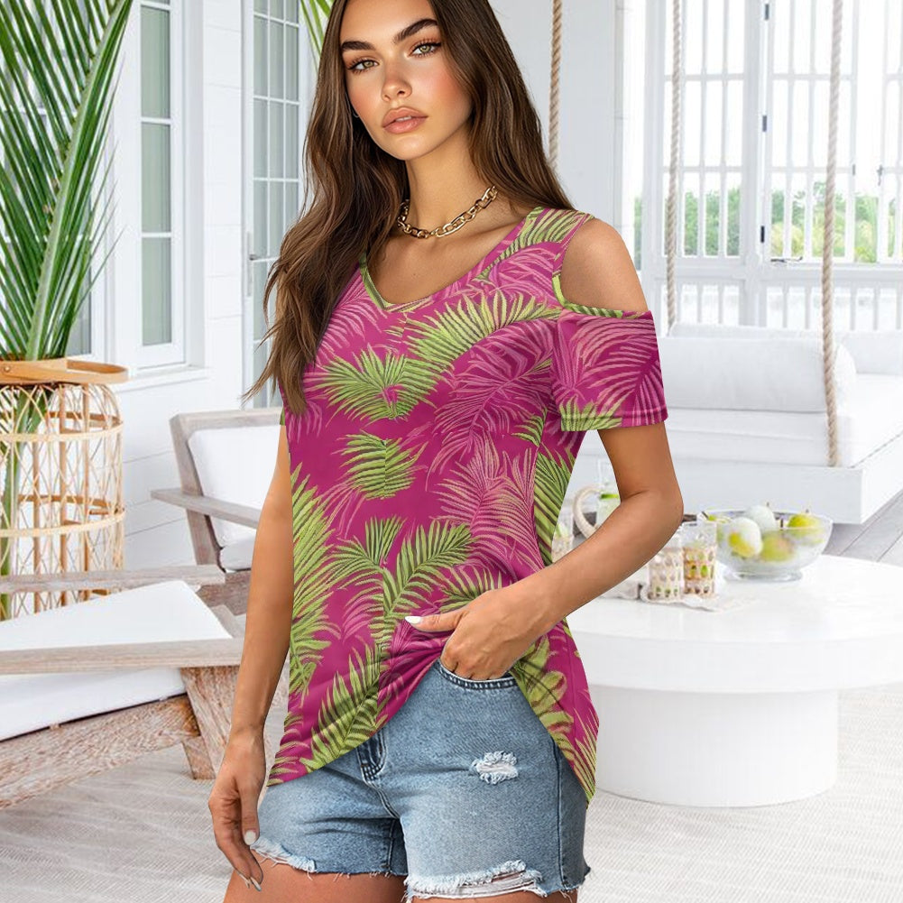 Off-the-shoulder short-sleeved T-shirt