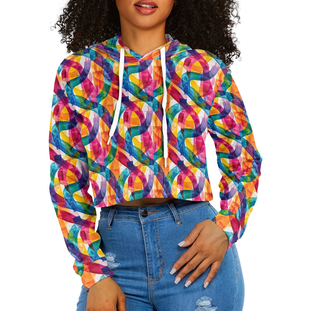 Women's midriff-baring sweatshirt - Rainbow