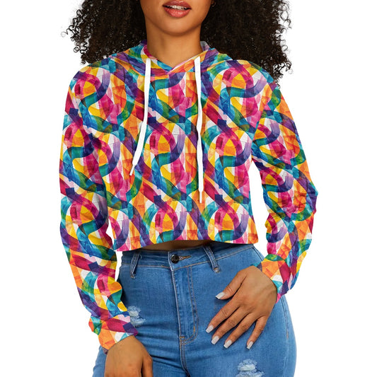 Women's midriff-baring sweatshirt - Rainbow