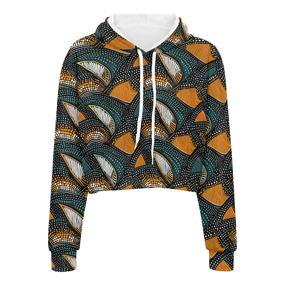 Women's midriff-baring sweatshirt - Ethnic white