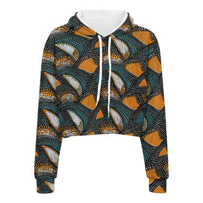 Women's midriff-baring sweatshirt - Ethnic white