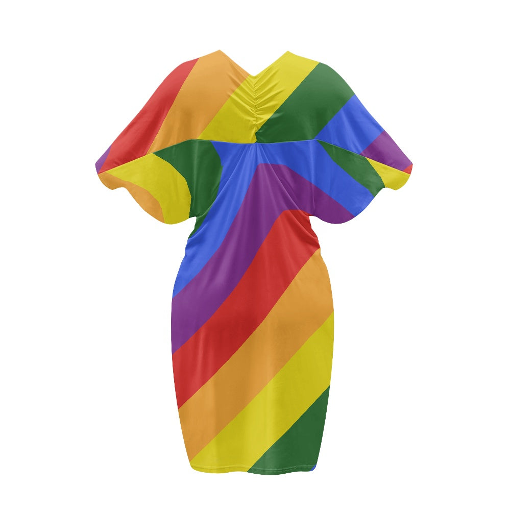 Rainbow Bat-sleeve hip dress