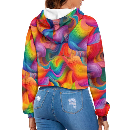 Women's midriff-baring sweatshirt - Rainbow
