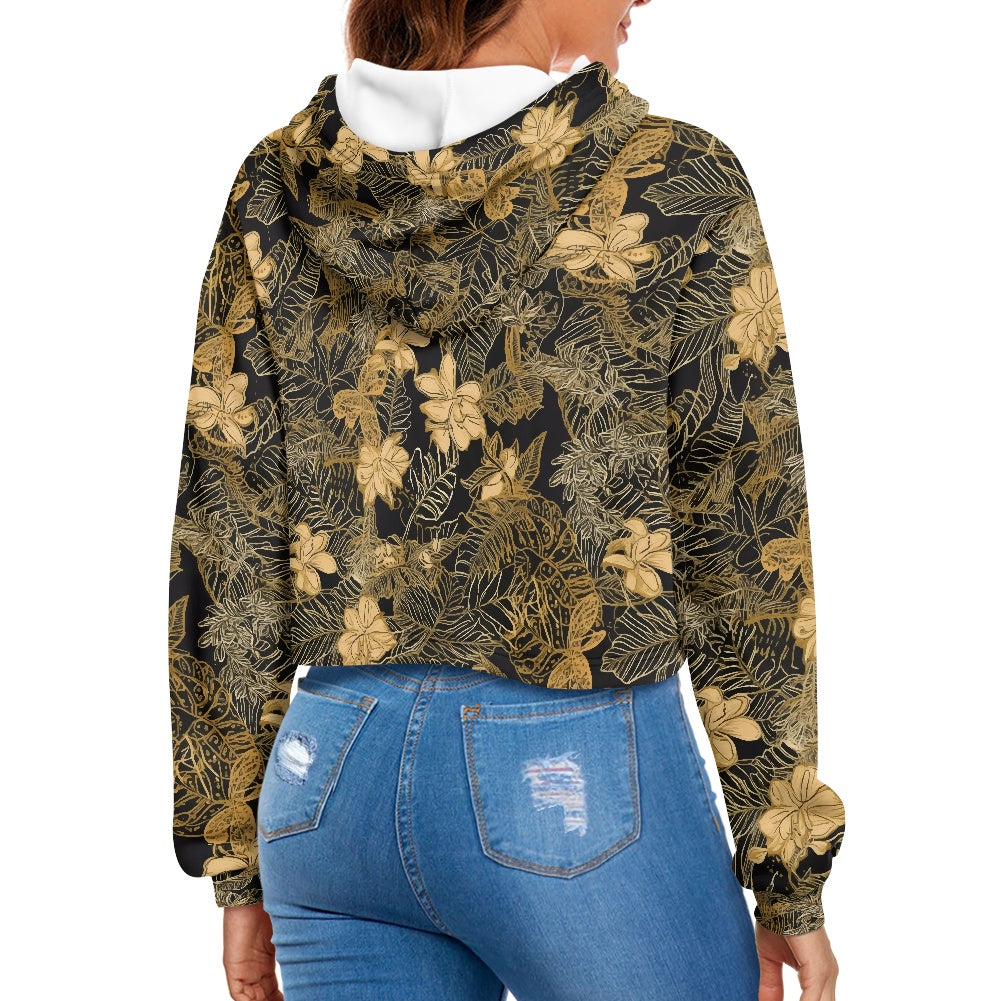 Women's midriff-baring sweatshirt - Island Tropical