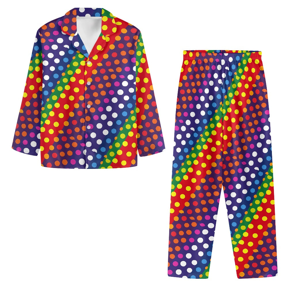 Rainbow Polka Dot Pajama Set (Buttons) rainbow