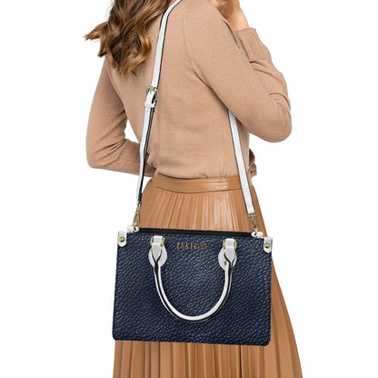 Navy Women's PU Leather Twill Handbag by Luxtrini