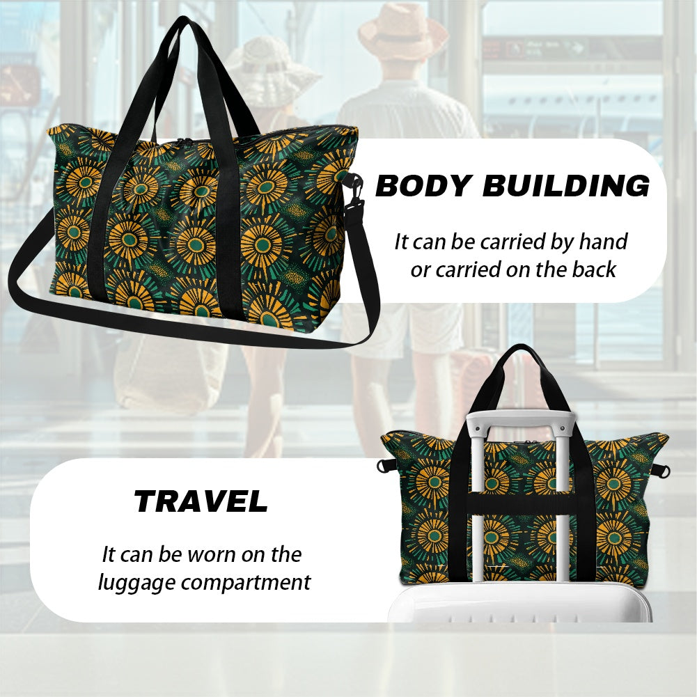 Green and Gold Kente pattern Lightweight luggage