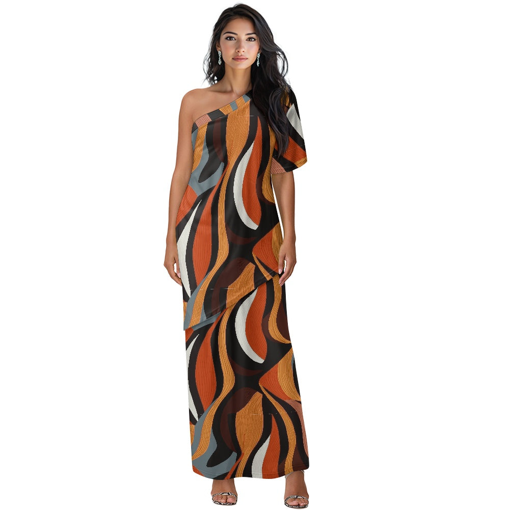 Elegant Off-Shoulder Two-Piece Dress for Women white