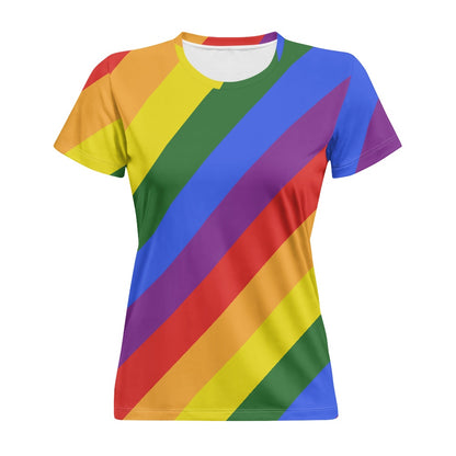 Unleash Your Inner Glamor with Luxtrini's Rainbow Pride T-Shirt white