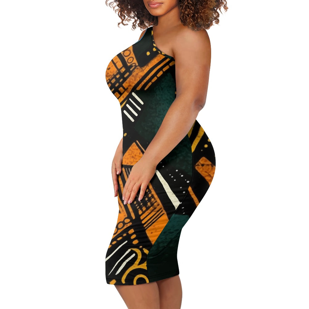 Discover Elegance: Luxtrini's One-Shoulder Slim Dress - Ethnic