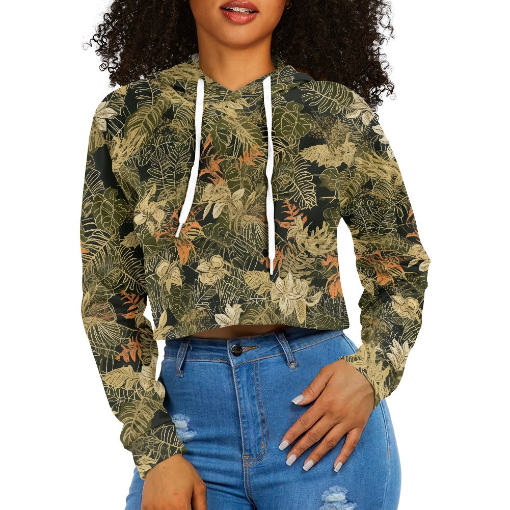 Women's midriff-baring sweatshirt - Tropical Island