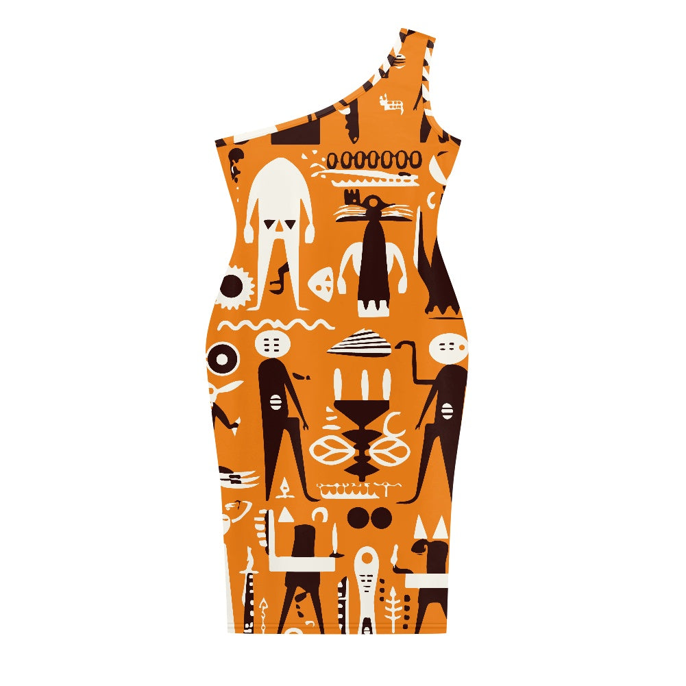 Discover Elegance: Luxtrini's One-Shoulder Slim Dress - Abstract