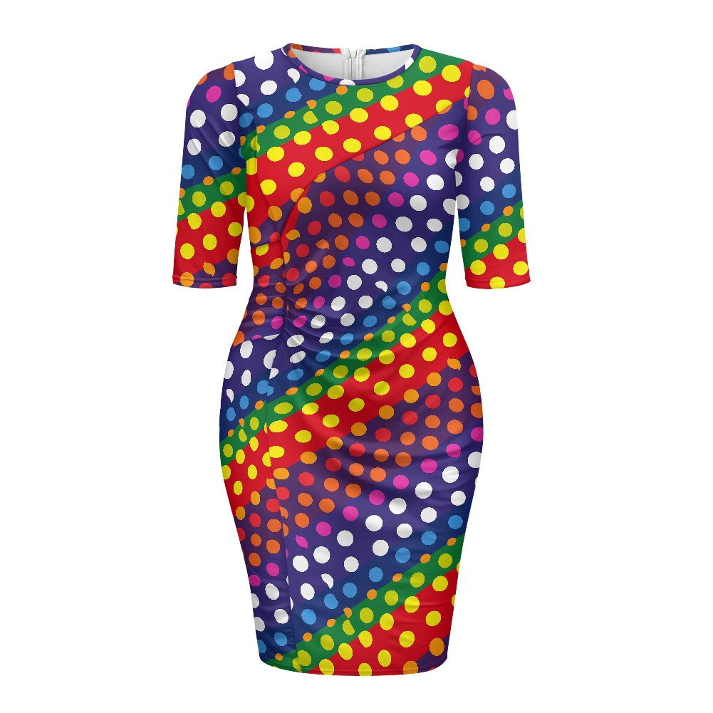 LGBTQ-Friendly Rainbow Polka Dot Bodycon Dress by Luxtrini