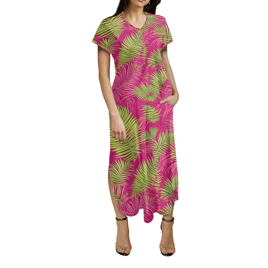 Short sleeve slit skirt white