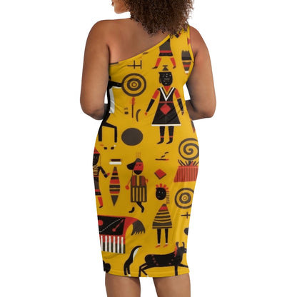 Discover Elegance: Luxtrini's One-Shoulder Slim Dress - Ethnic