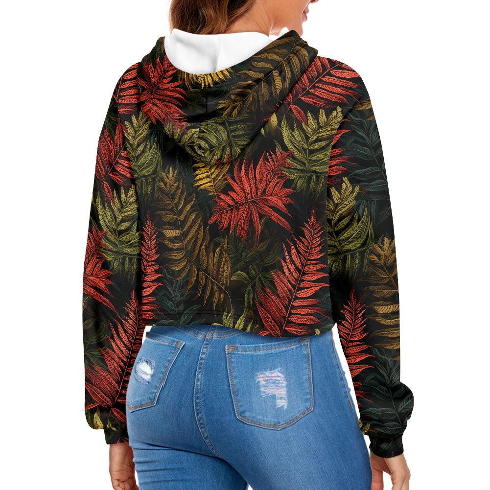 Women's midriff-baring sweatshirt - Tropical